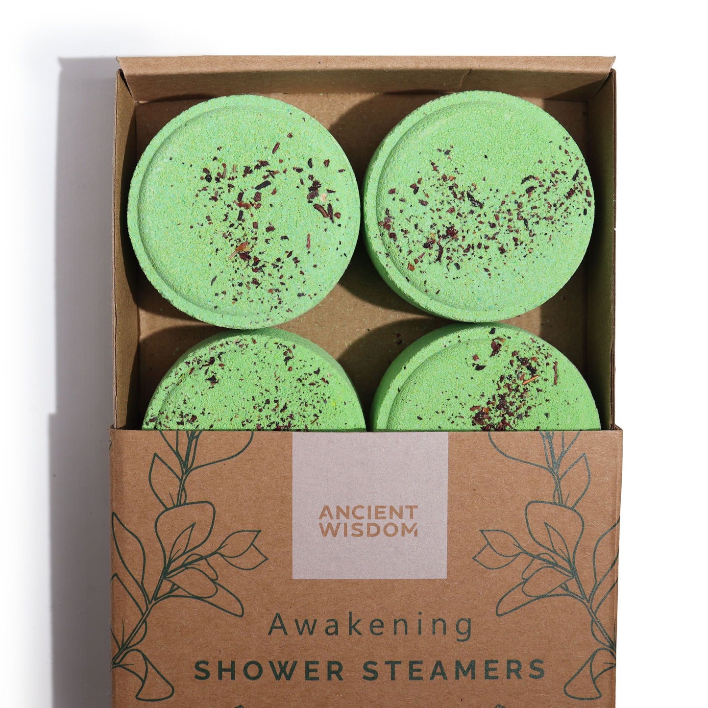 Zen Shower Steamers Therapy Wellness Gift Set by The Bliss Co, featuring awakening aromatherapy shower steamers arranged in a set.