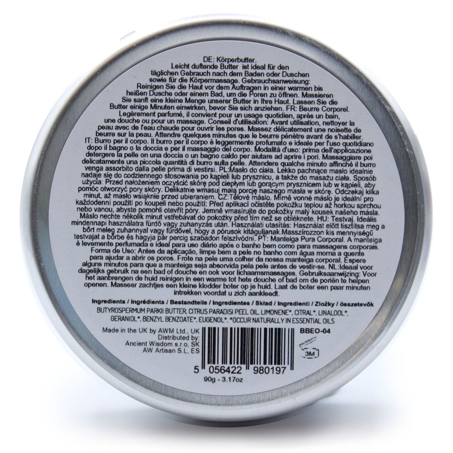 Aromatherapy Shea Body Butter 90g by The Bliss Co with grapefruit scent, smooth creamy texture in a jar.