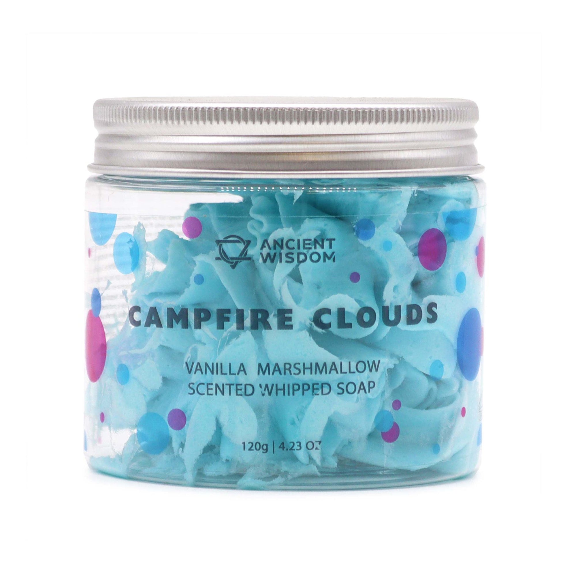 Creamy marshmallow whipped soap from The Bliss Co in a 120g jar, showcasing fluffy, light texture and soft pastel color.