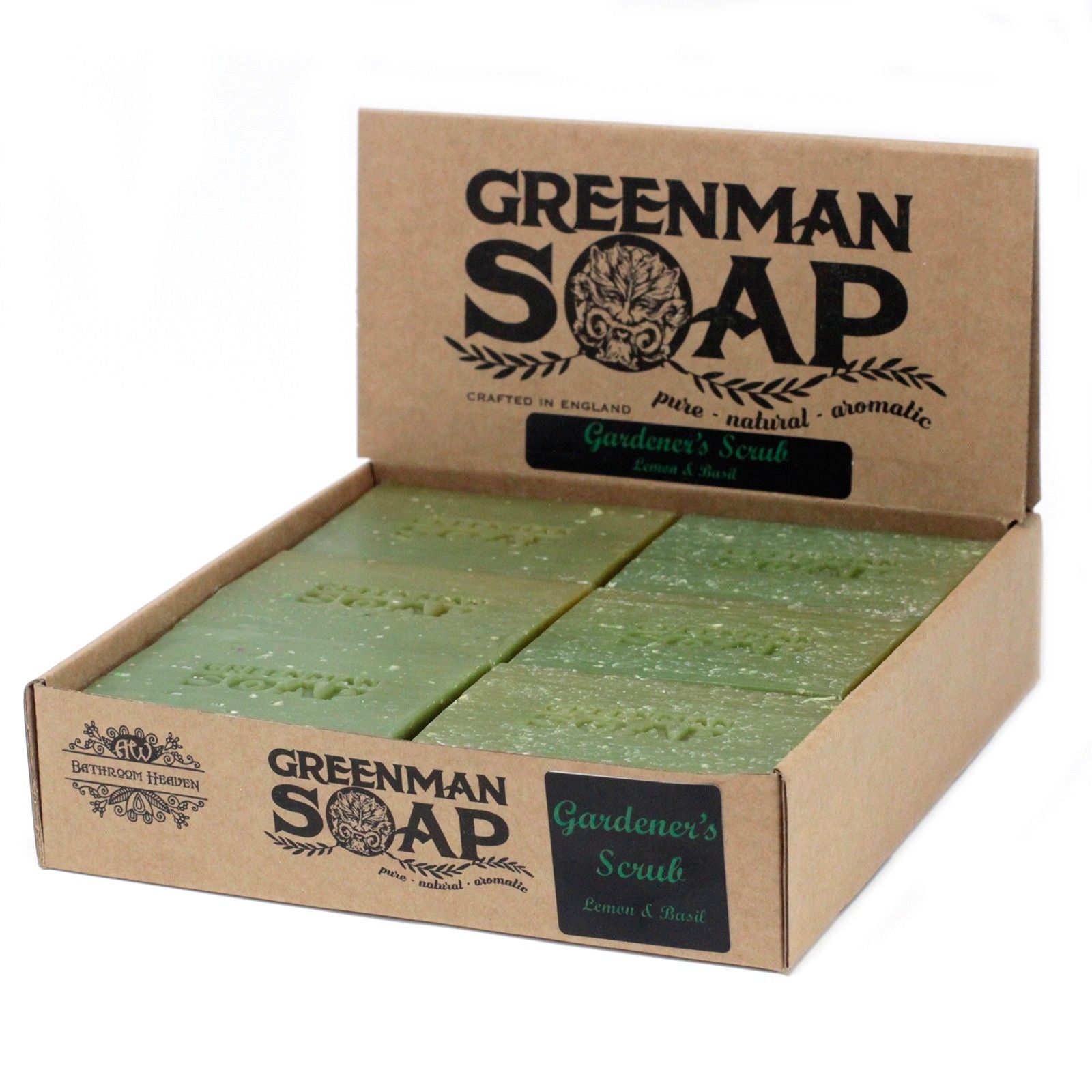 Greenman Soap Slice 100g from The Bliss Co, a handmade gardener's scrub soap featuring natural green soap with exfoliating properties.