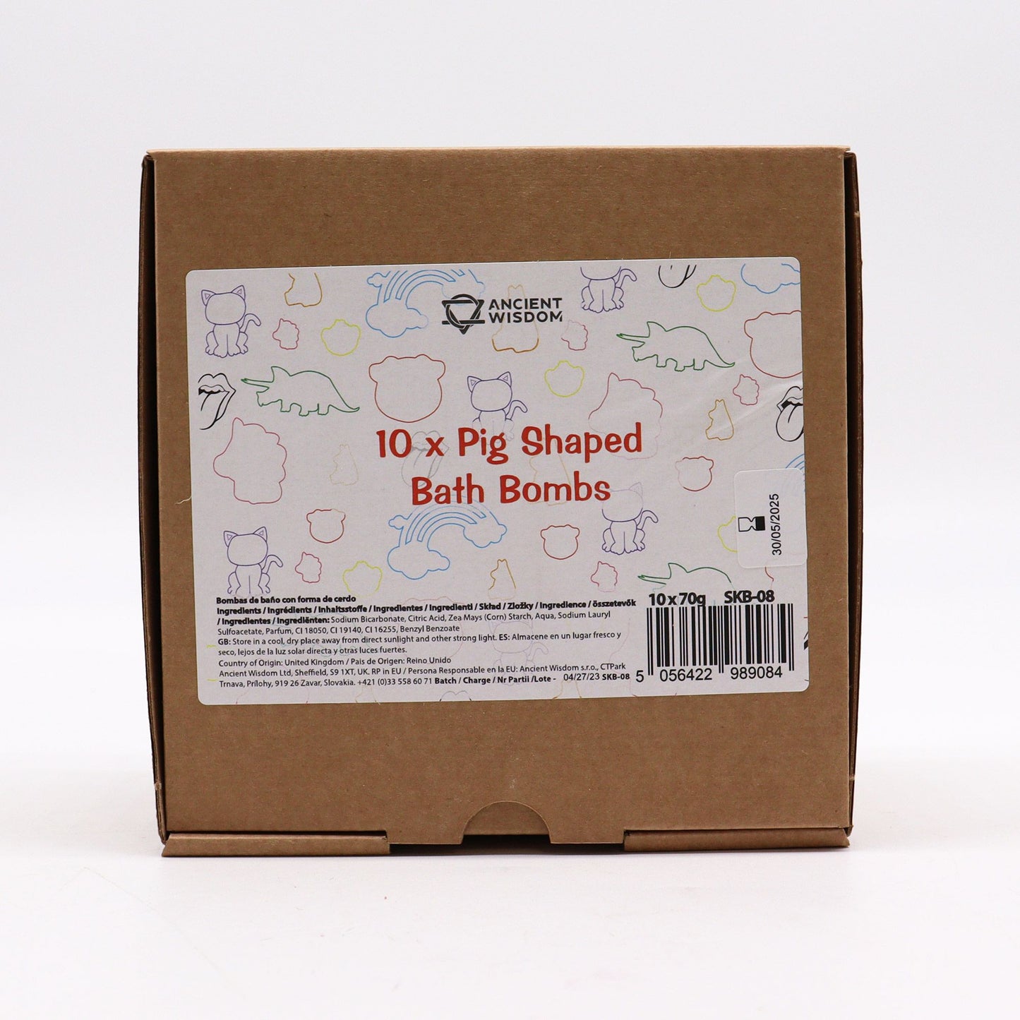Colorful pig-shaped bath bomb for kids, 70g, by The Bliss Co, dissolving in the bath for a fun, fizzy bath experience.