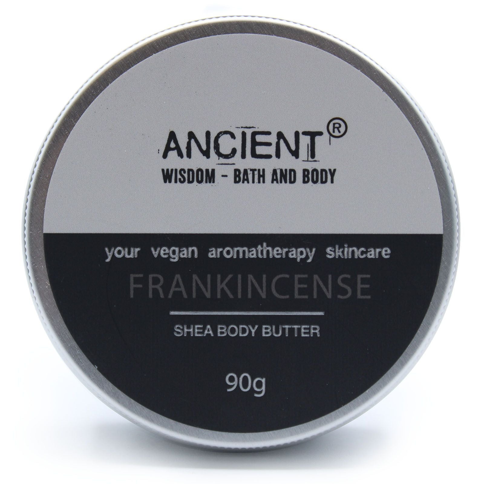 Aromatherapy Shea Body Butter by The Bliss Co in 90g jar, featuring a smooth, creamy texture and a rich frankincense scent.