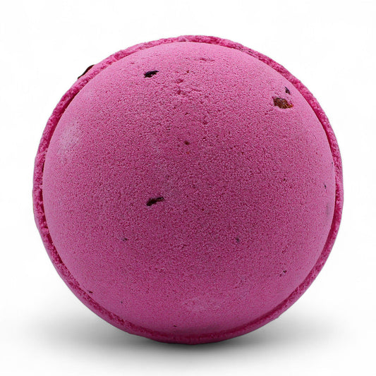 Set of three jumbo rose and petal bath bombs from The Bliss Co, 180g each, with colorful floral designs and textured surface.
