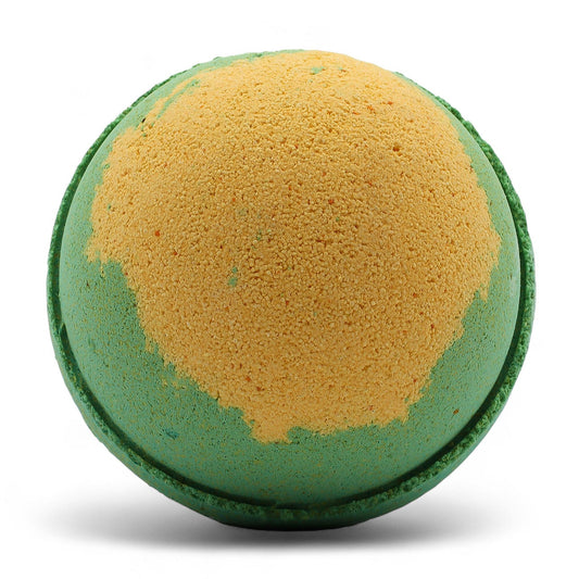 Set of 3 jumbo Apple Pie & Custard bath bombs by The Bliss Co, featuring colorful, fragrant bath bomb spheres in a display.