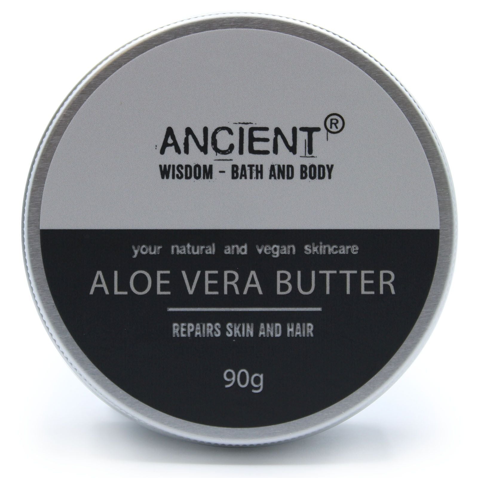Pure Body Butter 90g by The Bliss Co with aloe vera, showing a creamy white body moisturizer in a jar.