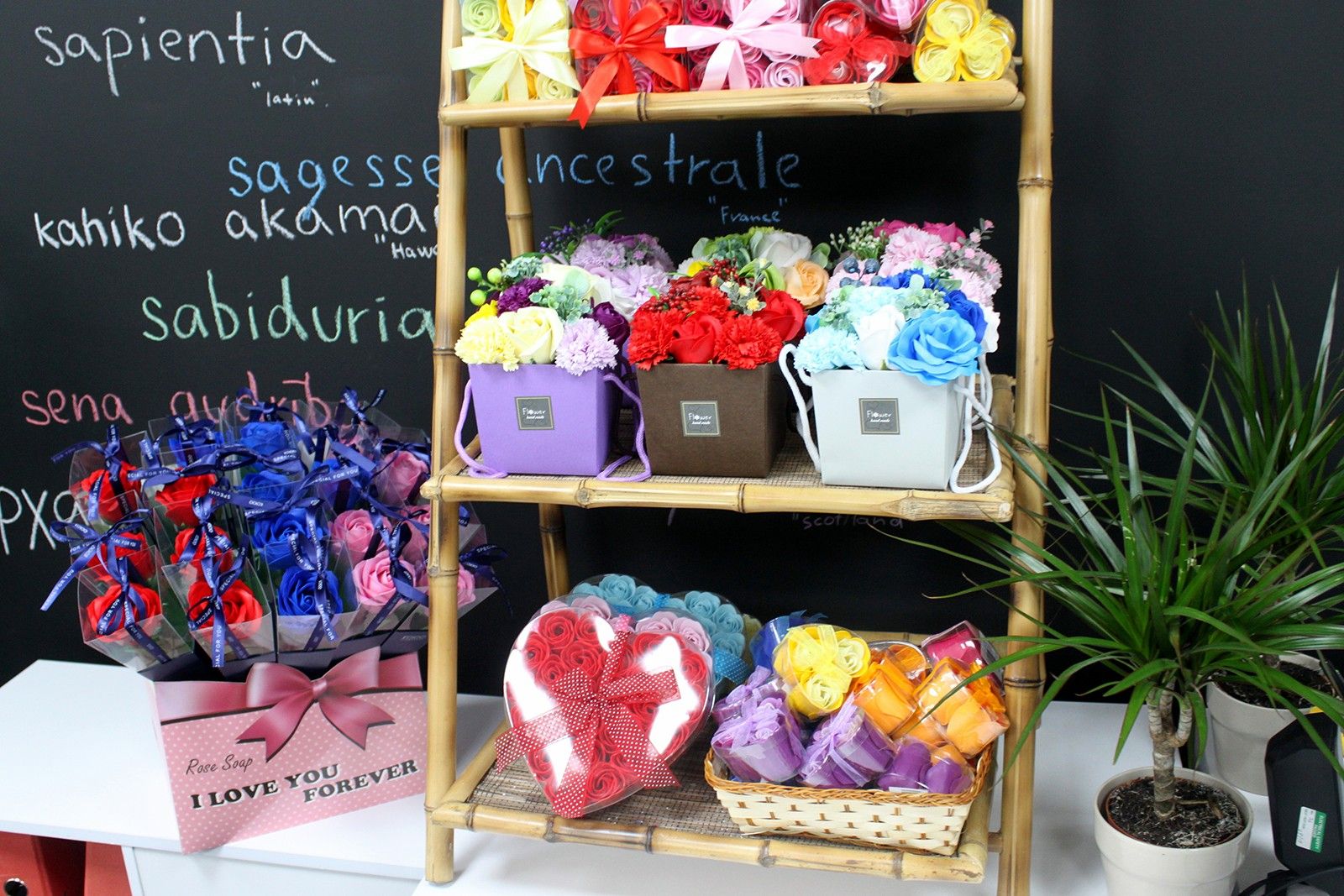Luxury soap flower bouquet featuring spring flowers from The Bliss Co, showcasing vibrant, handcrafted soap floral arrangement.