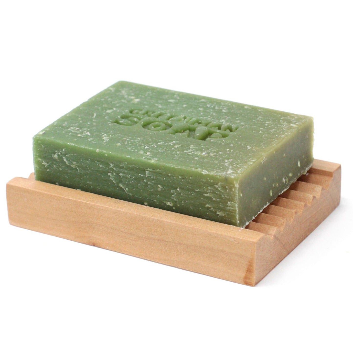 Greenman Soap Slice 100g from The Bliss Co, a handmade gardener's scrub soap with fresh green color and natural ingredients.