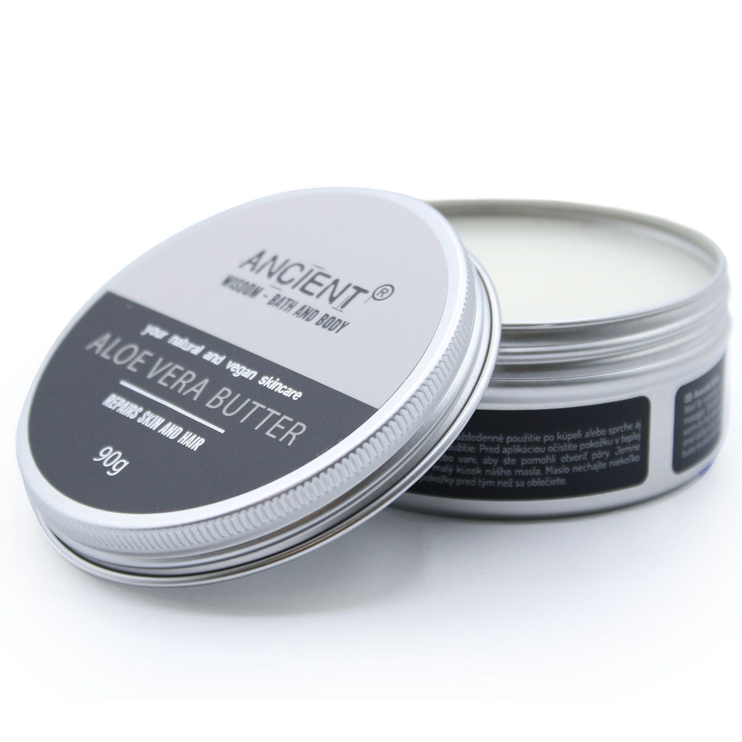 Pure Aloe Vera Body Butter by The Bliss Co in a 90g jar, showcasing creamy texture and fresh aloe vera ingredients.