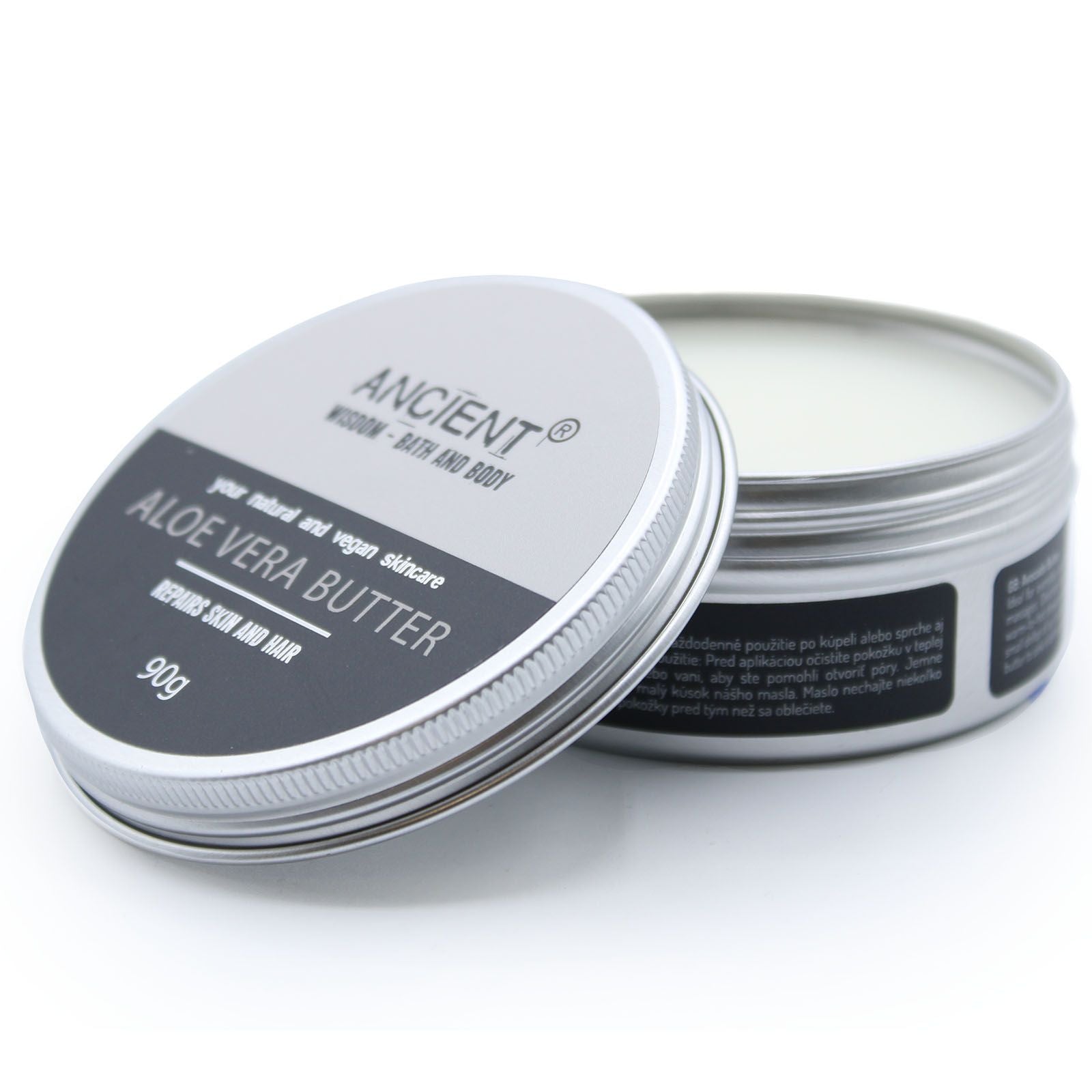 Pure Aloe Vera Body Butter by The Bliss Co in a 90g jar, showcasing creamy texture and fresh aloe vera ingredients.