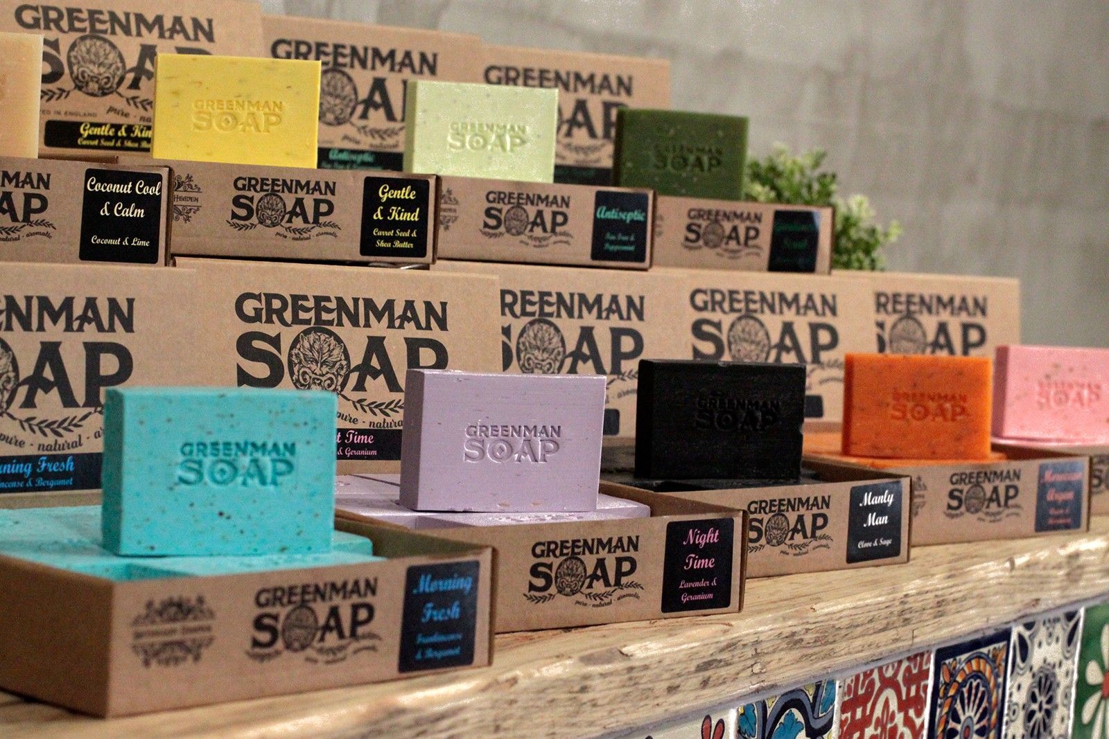 Greenman Soap Slice 100g from The Bliss Co, gardener's scrub handmade soap with natural green color and rustic appearance.