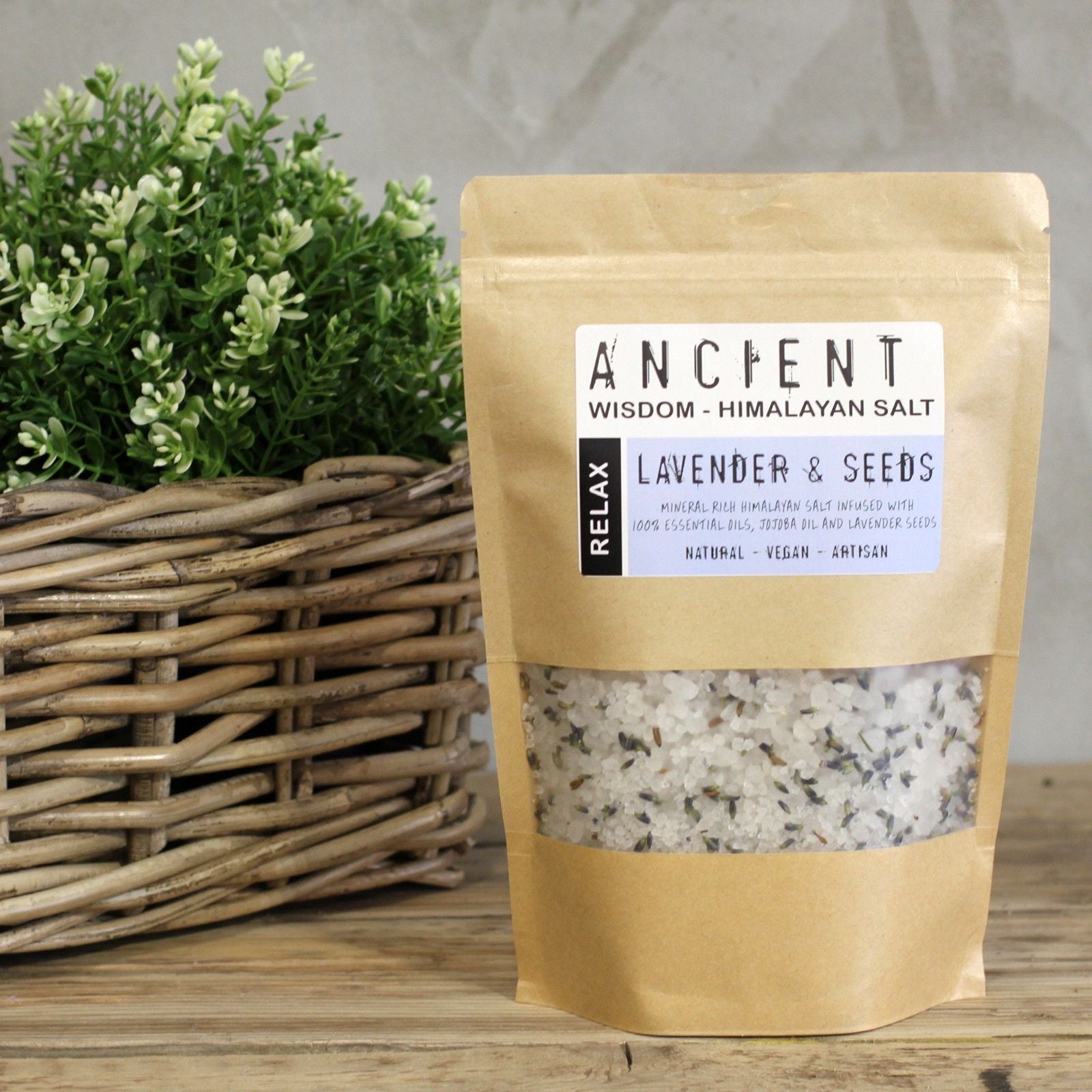 Himalayan Bath Salt Blend 500g by The Bliss Co, relaxing bath salt mix with pink Himalayan salt crystals.