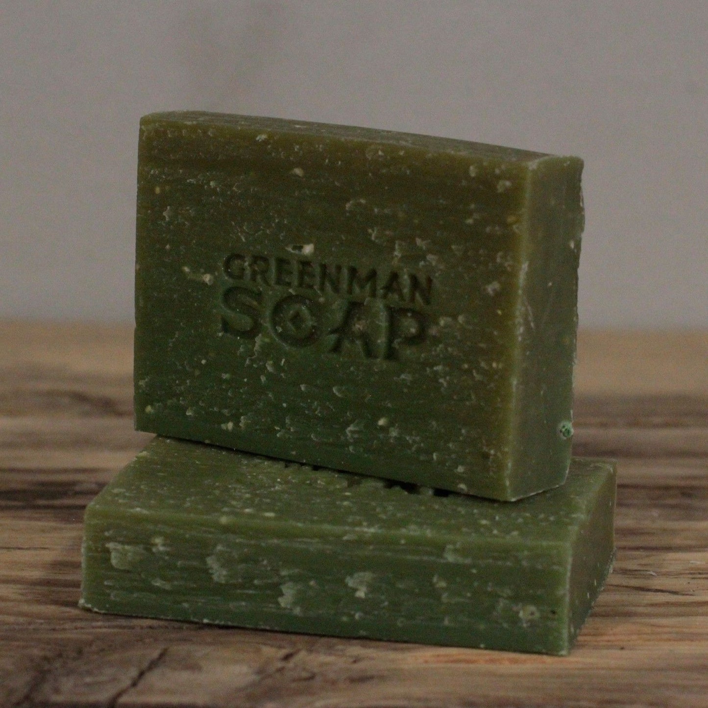 Greenman Soap Slice 100g by The Bliss Co, Gardener's Scrub handmade soap featuring natural green herbal ingredients.