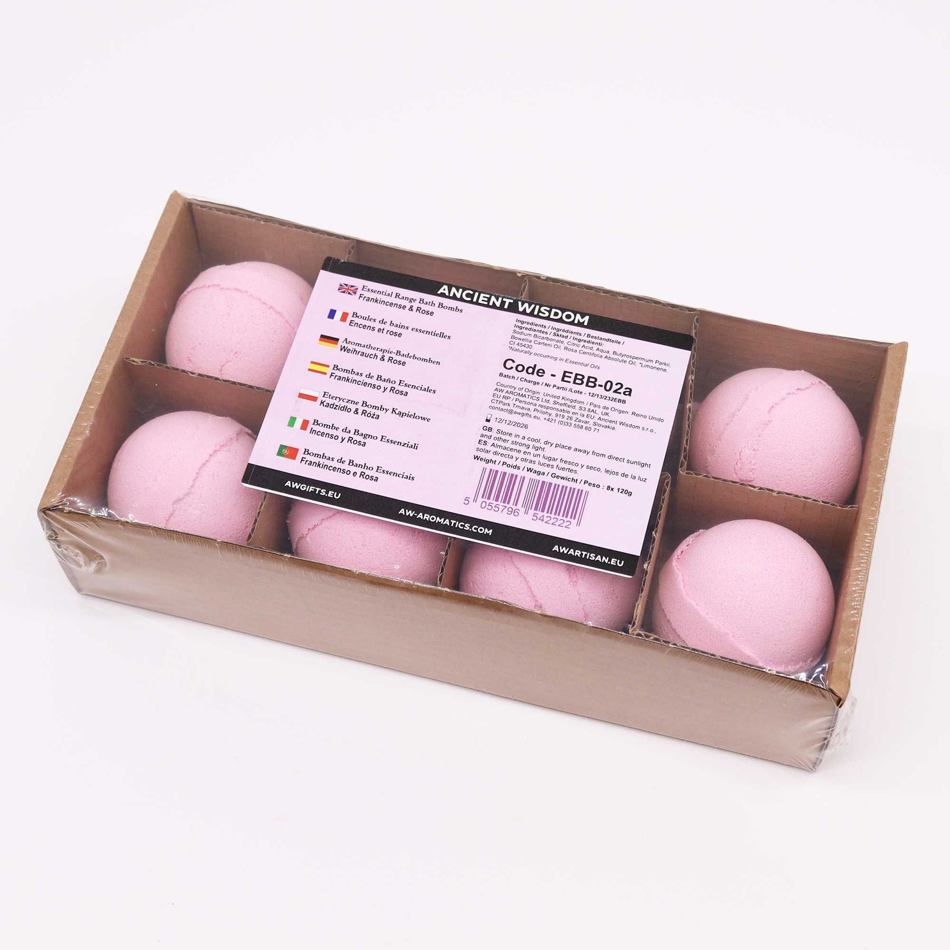 Essential oil bath bomb with frankincense and rose from The Bliss Co, showcasing a colorful, fragrant bath bomb ready for relaxing bath time.