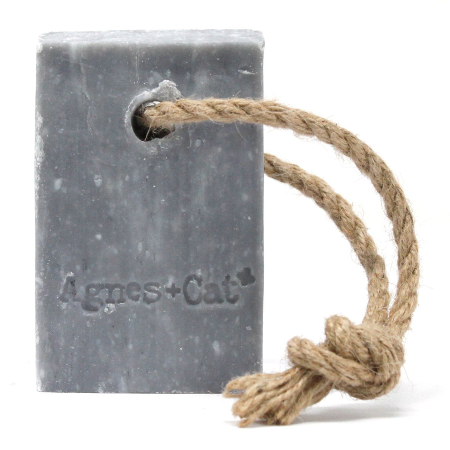 Agnes + Cat Soap on a Rope by The Bliss Co featuring a decorative soap shaped like a cat hanging on a rope.